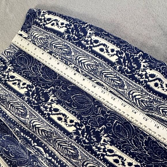 American Eagle Boho Double Slit Maxi Skirt Womens 6 Blue Cream Bohemian Hippie - Picture 10 of 10